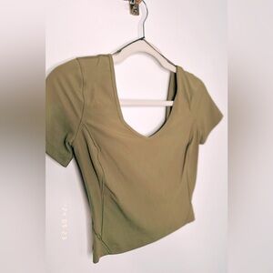 Lululemon align cropped tshirt green workout top short sleeve cropped